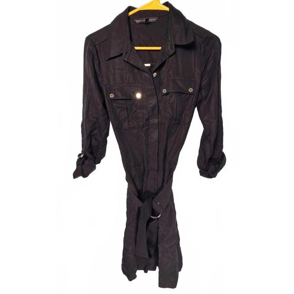 White House Black Market Dresses & Skirts - White House Black Market Black Lyocell Utility Belted Shirt Dress‎ Size 2